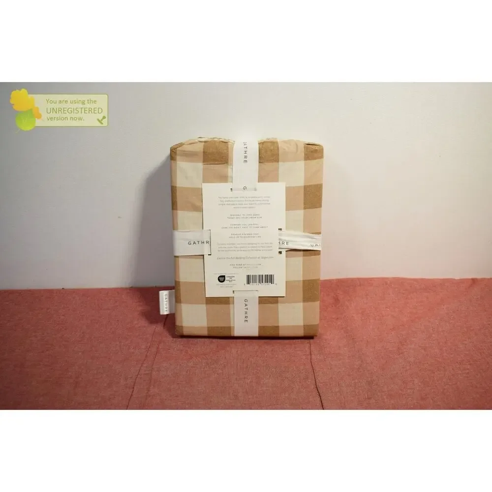 Gathre Khaki Gingham Reversible Duvet Set Twin